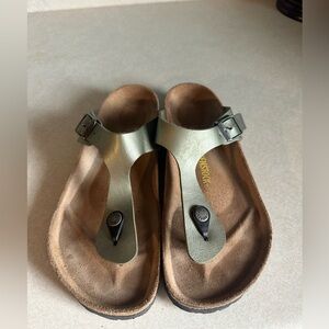 Birkenstock Silver Metallic Sandals
